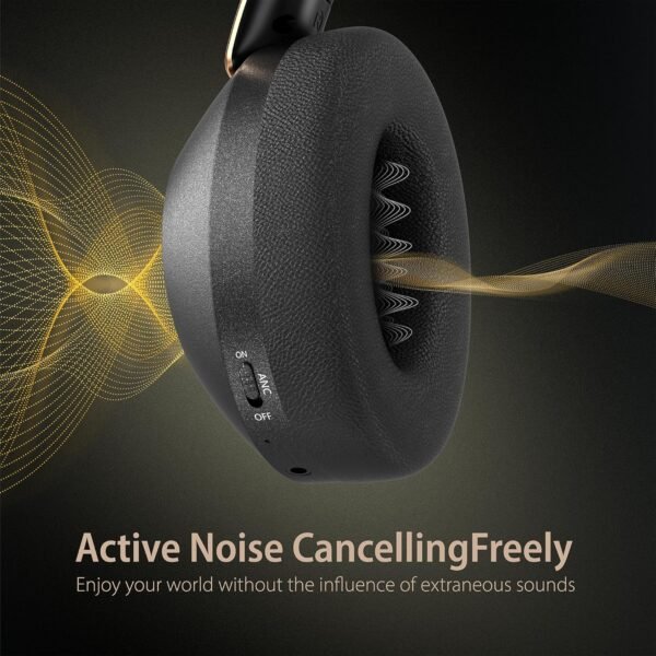Active Noise Cancelling Headphones, 100H Playtime Headphones Wireless Bluetooth, Bluetooth Headphone with Microphone, Over Ear Wireless Headphone with Deep Bass,Fast Charging for Travel,Office,Home