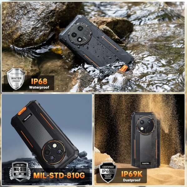 OUKITEL G1 Rugged Smartphone Unlocked - 24+256GB/1TB Android 14 Rugged Cellphones, 6.52”HD Display 10600mAh Battery 48MP Rear Camera IP68/IP69K Waterproof Phone, Dual Sim/NFC/Fingerprint 2025
