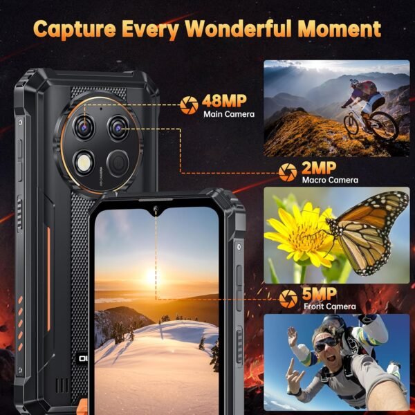 OUKITEL G1 Rugged Smartphone Unlocked - 24+256GB/1TB Android 14 Rugged Cellphones, 6.52”HD Display 10600mAh Battery 48MP Rear Camera IP68/IP69K Waterproof Phone, Dual Sim/NFC/Fingerprint 2025