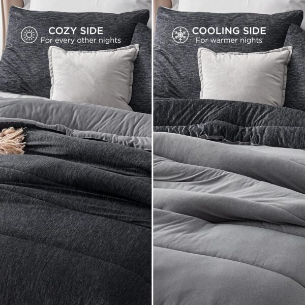Bedsure California King Comforter Set - Cooling and Warm Bed Set, Charcoal Black Reversible Bedding for All Season, 3 Pieces, 1 California King Size Comforter (104"x96") and 2 Pillow Cases (20"x36")