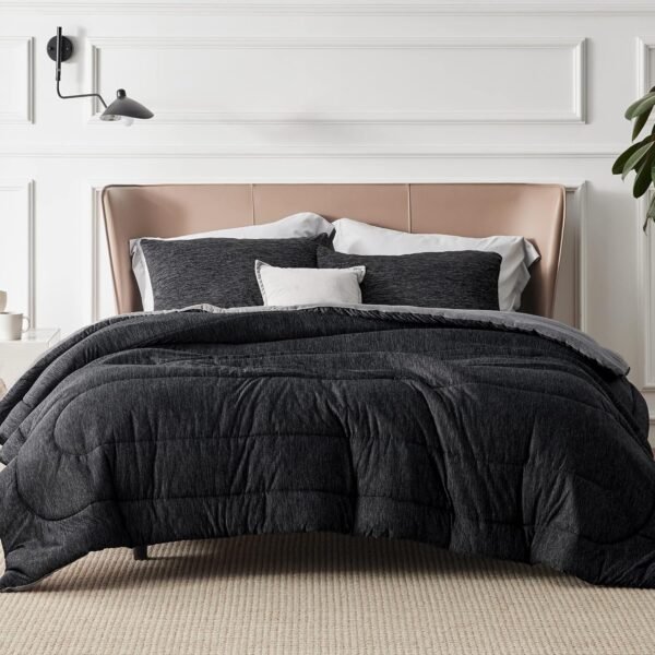 Bedsure California King Comforter Set - Cooling and Warm Bed Set, Charcoal Black Reversible Bedding for All Season, 3 Pieces, 1 California King Size Comforter (104"x96") and 2 Pillow Cases (20"x36")
