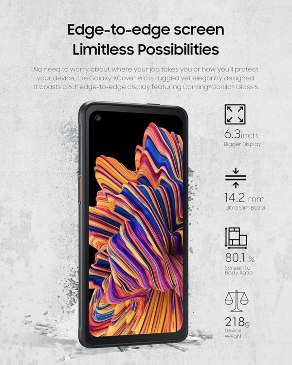 Samsung Galaxy XCover Pro | Rugged (IP68 Rated) Unlocked (Verizon and AT&T) | Dual Sim | 64GB of Storage | SM-G715UZKDXAA, Black