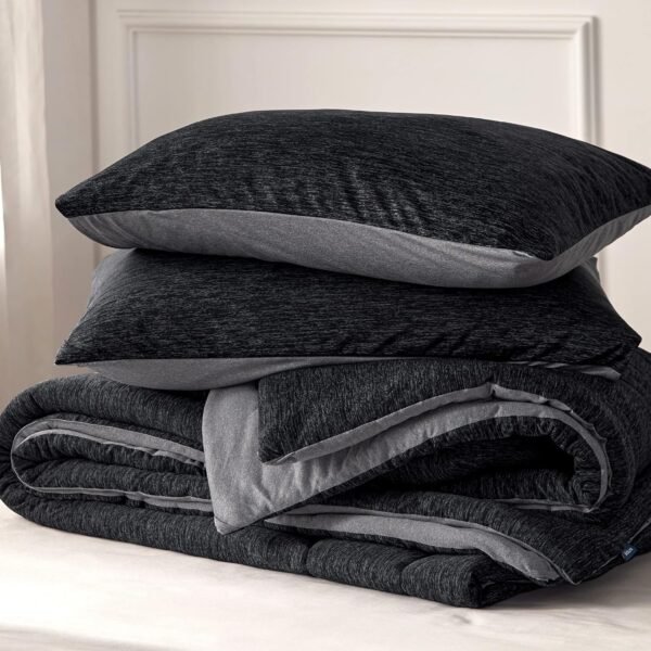 Bedsure California King Comforter Set - Cooling and Warm Bed Set, Charcoal Black Reversible Bedding for All Season, 3 Pieces, 1 California King Size Comforter (104"x96") and 2 Pillow Cases (20"x36")