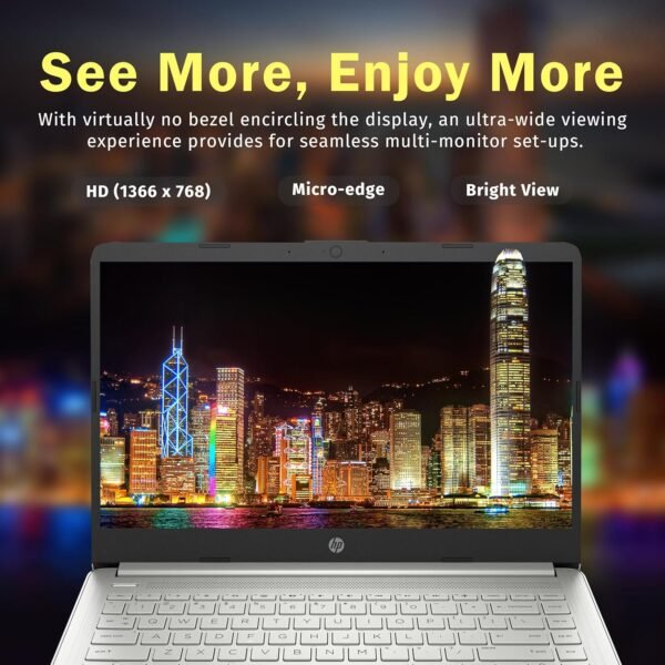 HP Premium Stream 14" HD BrightView Laptop, Intel Celeron N4120, 16GB RAM, 64GB eMMC, Intel UHD Graphics, HD Webcam, 1 Year Office 365, Bluetooth, WiFi, HDMI, Win 11s, Silver, 32GB Hotface USB Card