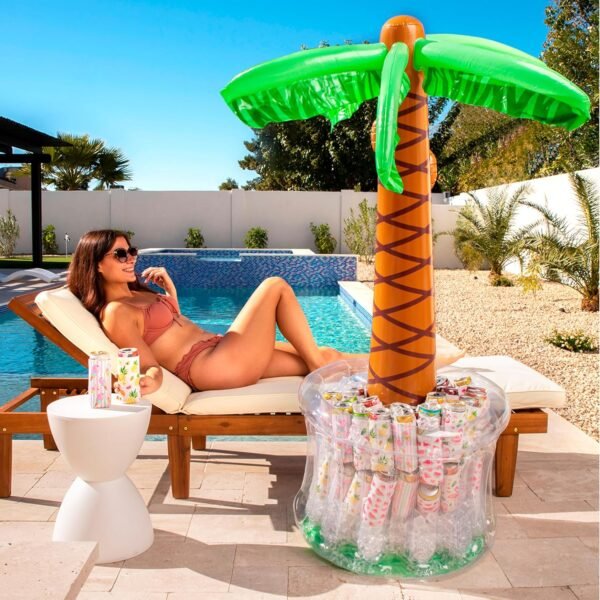 JOYIN 60" Inflatable Palm Tree Cooler, Beach Theme Pool Party Decorations, Luau Hawaiian Birthday Party Decor Supplies Ocean Jungle Tropical Themed Decoration Summer Outdoor Drink Cooler