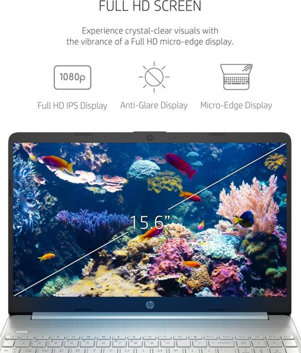 HP 15.6 Inch Laptop, Intel Iris Xe Graphics, 11th Generation Intel Core Processor, 8 GB RAM, 256 GB SSD, Windows 11 Home (15-dy2024nr, Natural silver)