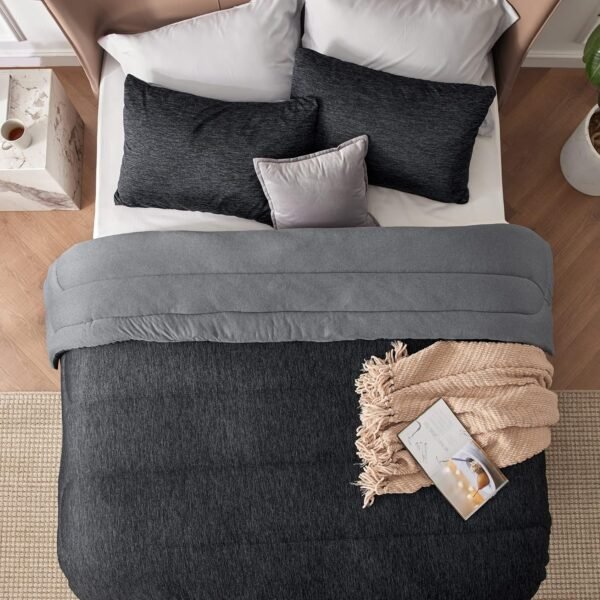 Bedsure California King Comforter Set - Cooling and Warm Bed Set, Charcoal Black Reversible Bedding for All Season, 3 Pieces, 1 California King Size Comforter (104"x96") and 2 Pillow Cases (20"x36")